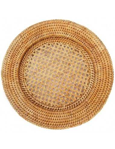 Assiette de présenation en rotin tissé Blanc ou Naturel