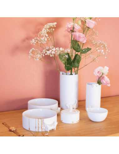 Bol en porcelaine chat en relief