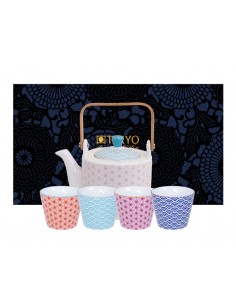 tokyo design Théière et tasses en porcelaine star wawe